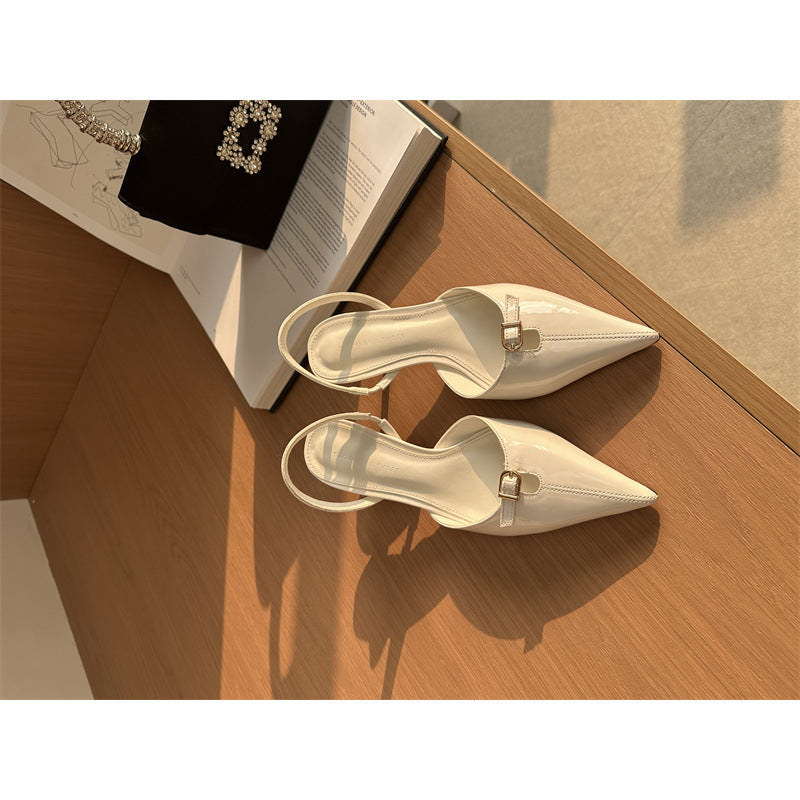 Sandales slingback à talon – Blanc crème