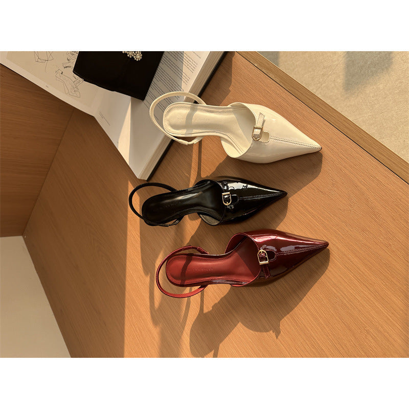 Sandales slingback à talon – Blanc crème